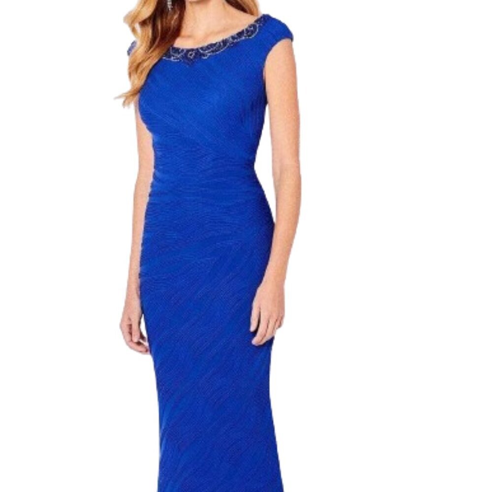 SALE NWT Cameron Blake 221695 Jersey Mother of Bride Dress Royal Blue Size 10